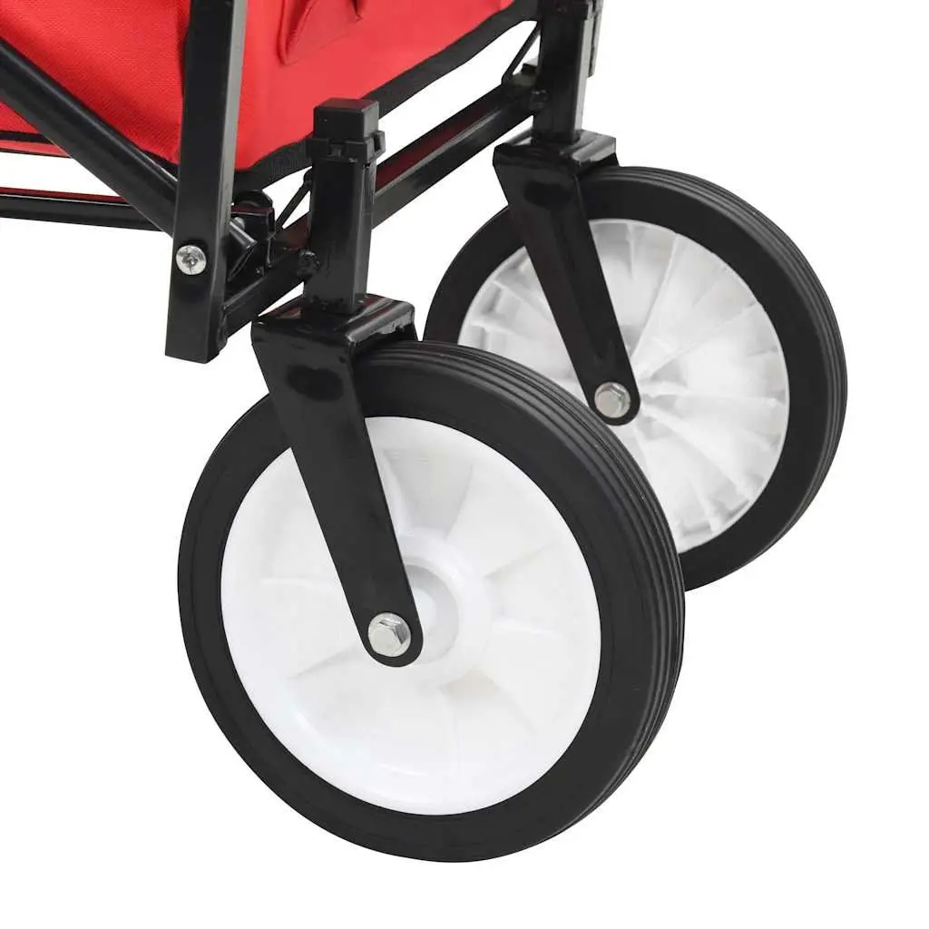 Folding Hand Trolley Steel Frame Green Garden Wagon Cart Heavy Duty