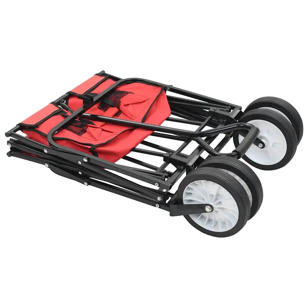 Folding Hand Trolley Steel Frame Green Garden Wagon Cart Heavy Duty