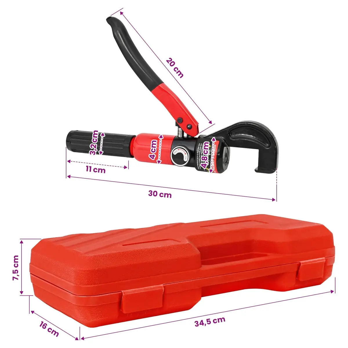 Hydraulic Crimping Pliers Steel 4-70mm² Ergonomic Handle Portable Case