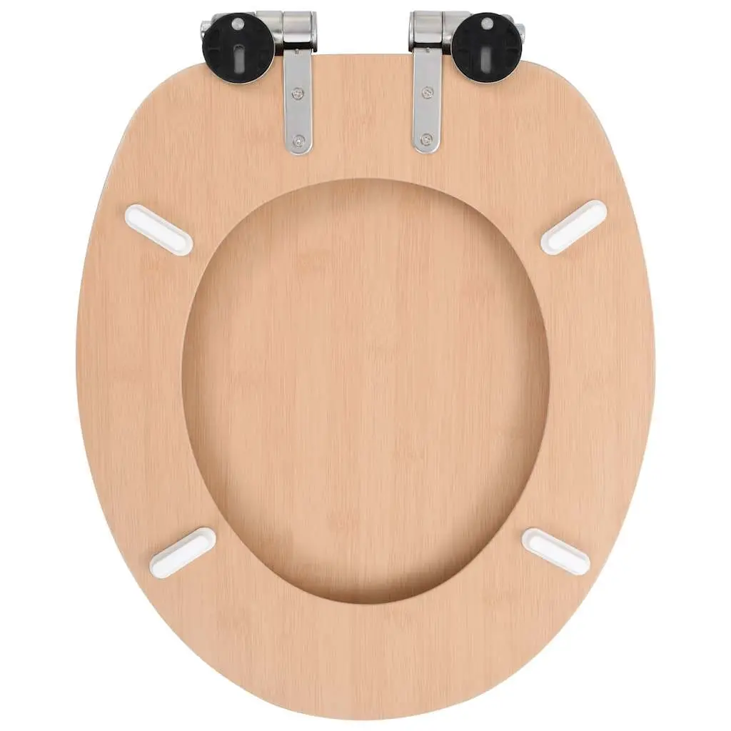 Toilet Seat with Soft Close Lid Brown Natural Design Bathroom Accessory