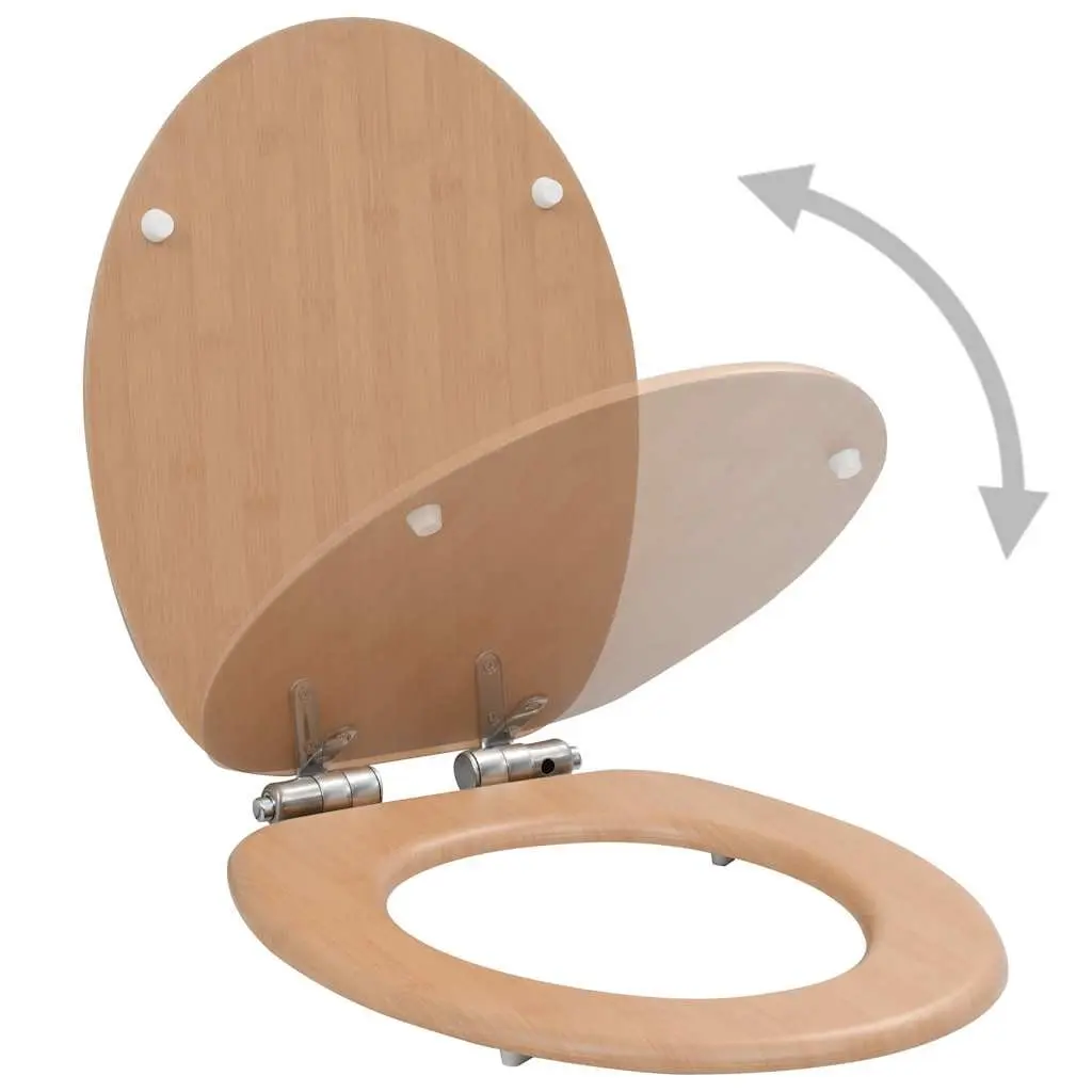 Toilet Seat with Soft Close Lid Brown Natural Design Bathroom Accessory