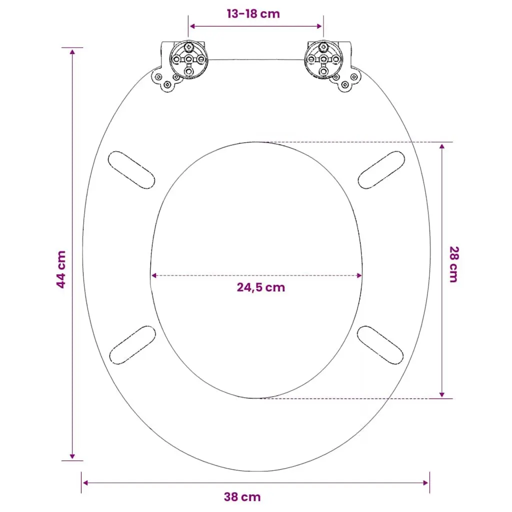 Toilet Seat with Lid Brown Bamboo Design MDF Durable Bathroom Fixture Easy