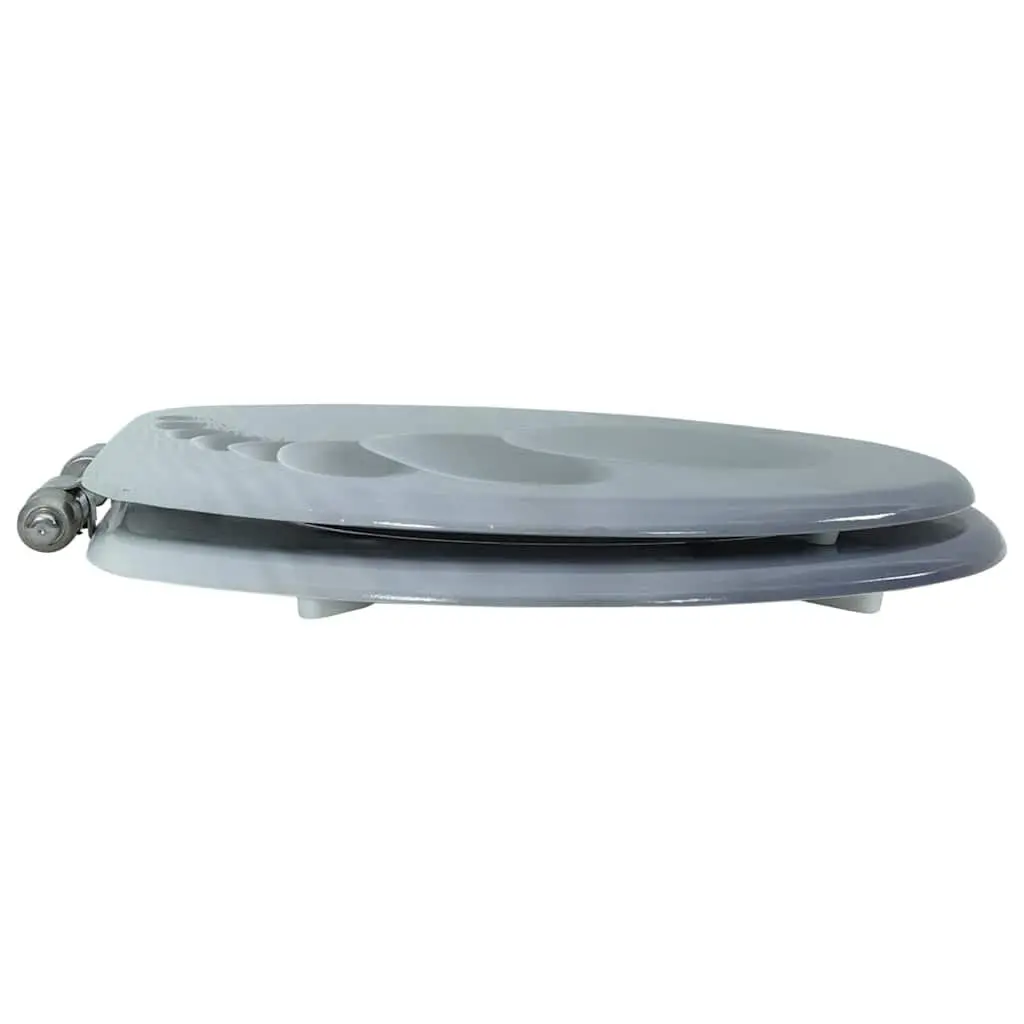 Toilet Seat with Soft Close Lid Grey Stones Design Bathroom Fixture