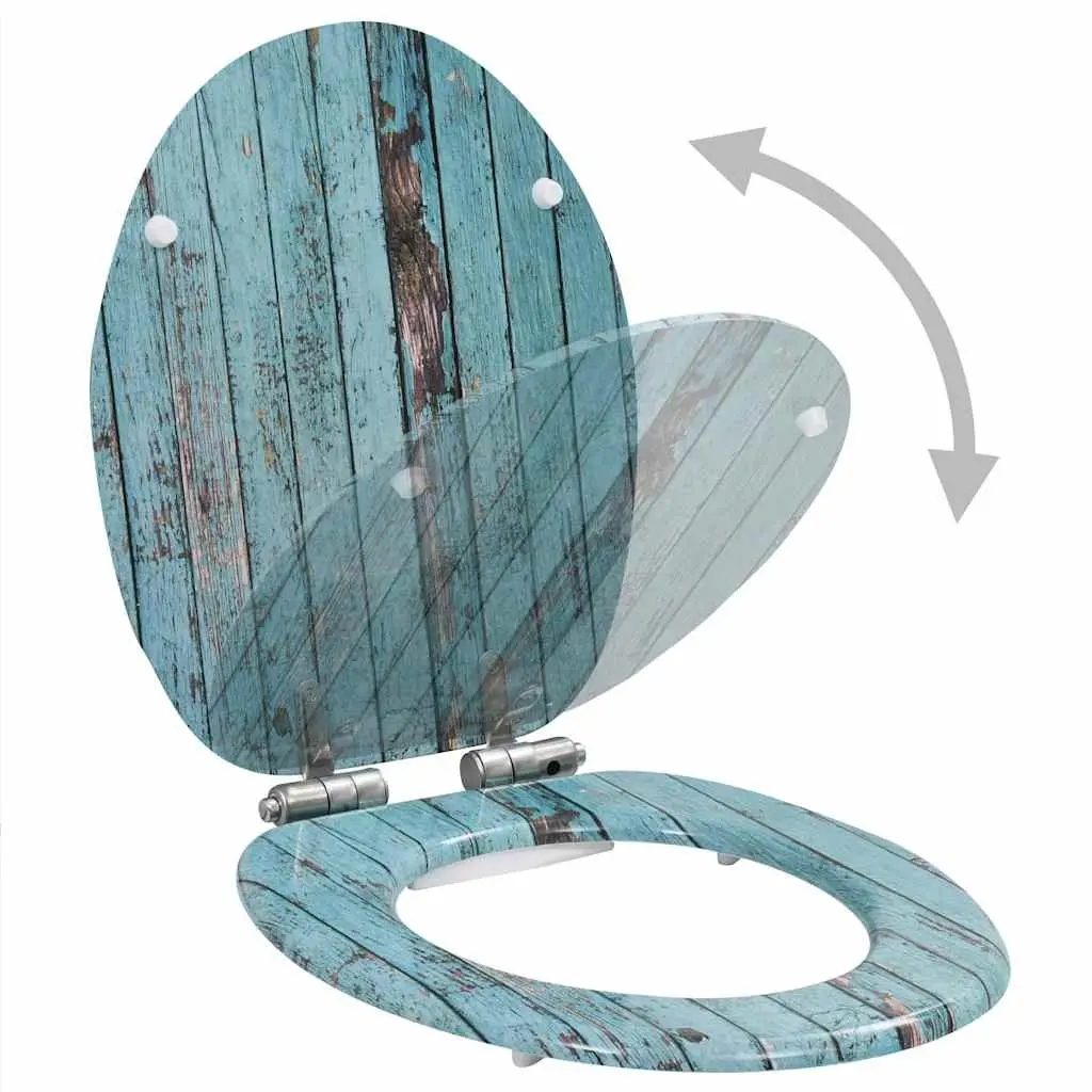 Toilet Seat with Soft Close Lid Old Wood Design Turquoise Bathroom Fixture