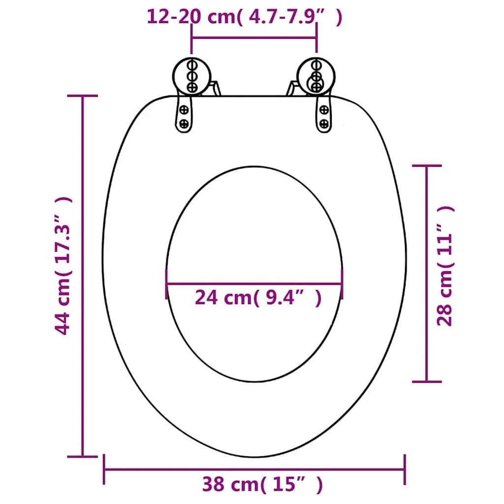 Toilet Seat MDF Soft Close Lid Grey Universal Fit