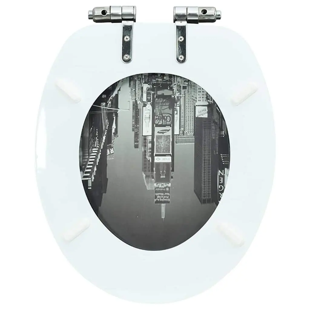 Toilet Seat MDF Soft Close Lid Grey Universal Fit