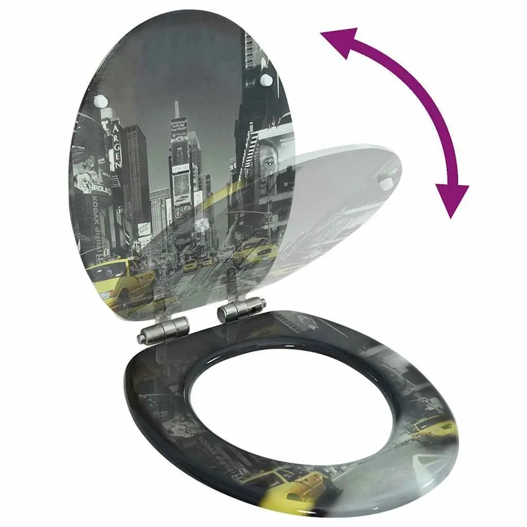 Toilet Seat MDF Soft Close Lid Grey Universal Fit