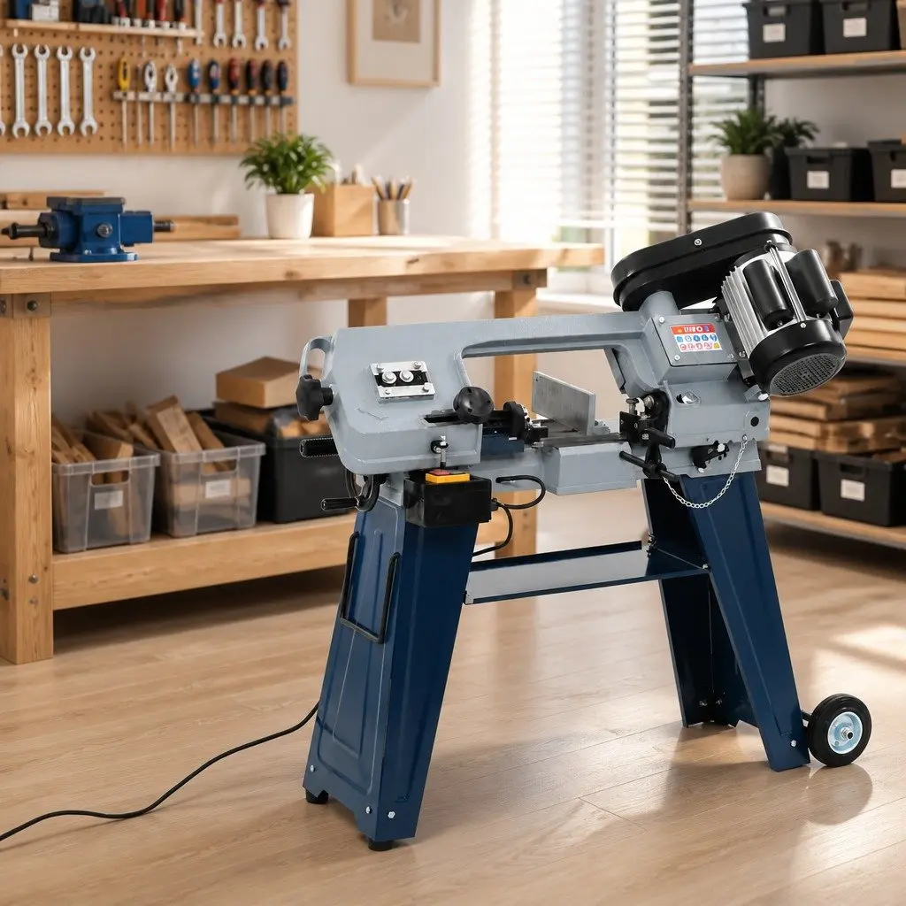 Band Saw Metal Cutting Machine Adjustable Speed Tiltable 230V Heavy Duty Steel Construction