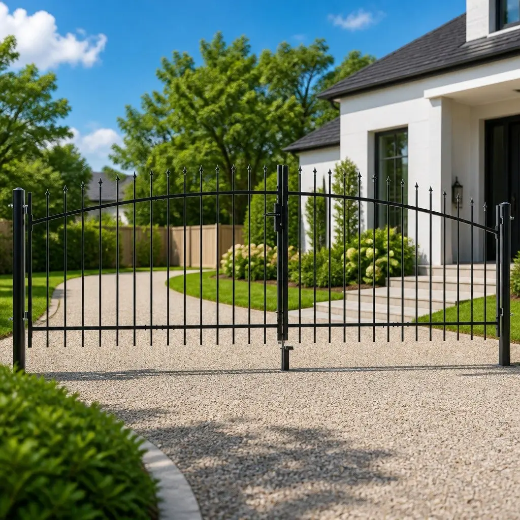 Double Door Fence Gate Steel 400x149.5cm Black