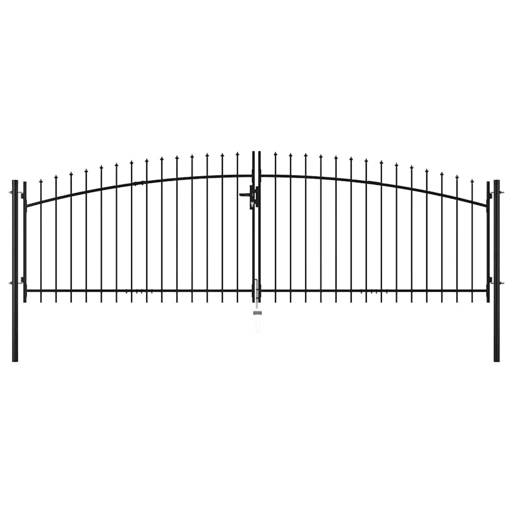 Double Door Fence Gate Steel 400x149.5cm Black