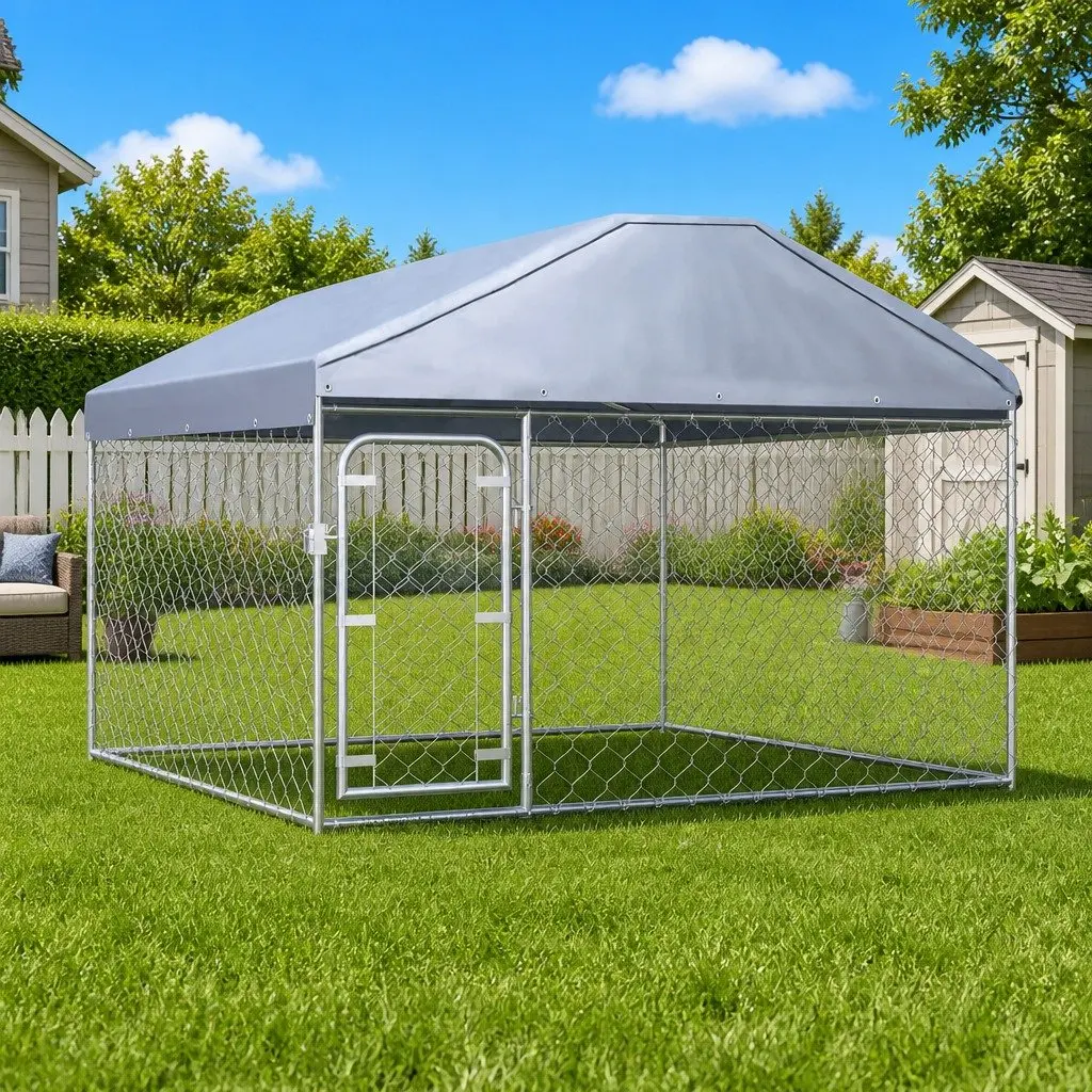 Outdoor Dog Kennel with Roof for Pet Safety