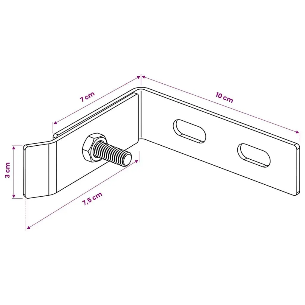 Wall Corner Connector Galvanised Steel Anthracite 65mm Short Leg 100mm Long Leg 10 Sets