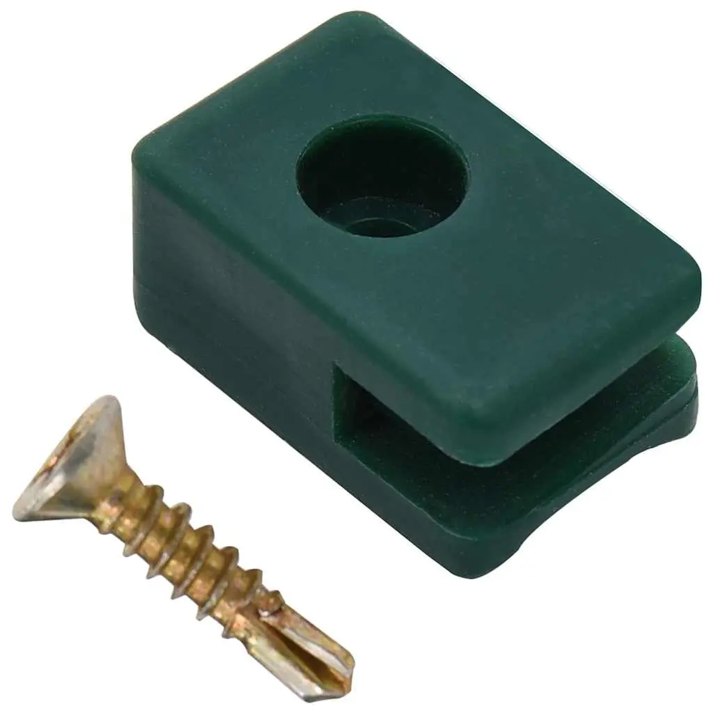 Garden Fencing Hardware Green Weatherproof Plastic Tension Wire Holder with Fixing Screw Suitable for Wires Under 4mm Diameter 100 Sets