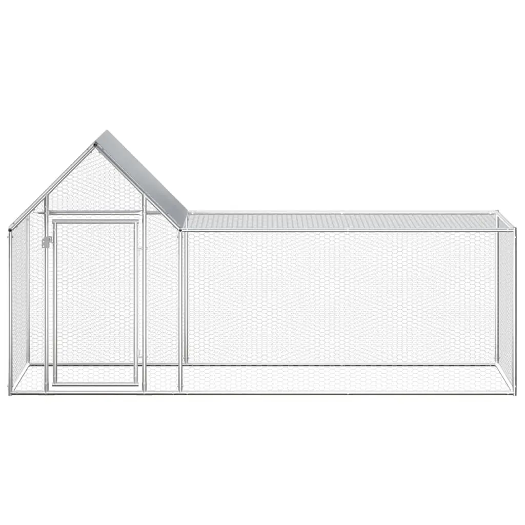 Chicken Coop Galvanised Steel 3x1x1.5m Silver Poultry House Garden Run Enclosure