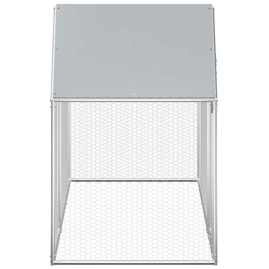 Chicken Coop Galvanised Steel 3x1x1.5m Silver Poultry House Garden Run Enclosure