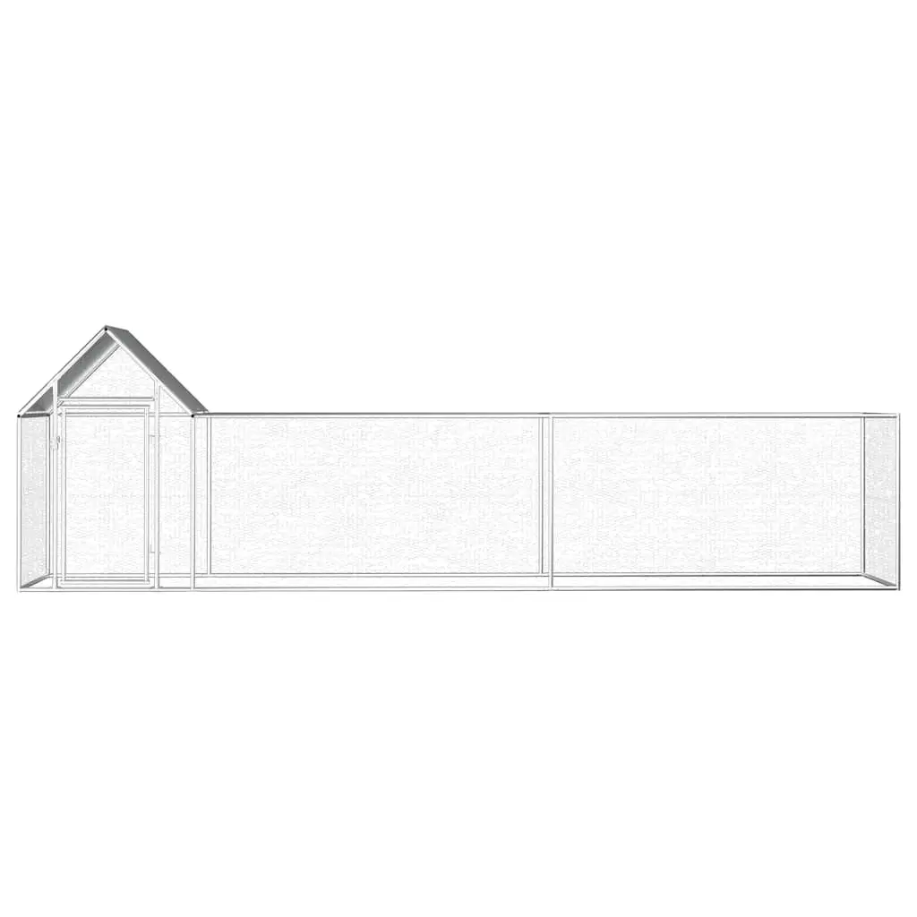 Chicken Coop Galvanised Steel 5x1x1.5m Silver Poultry Run Hen House Garden Enclosure