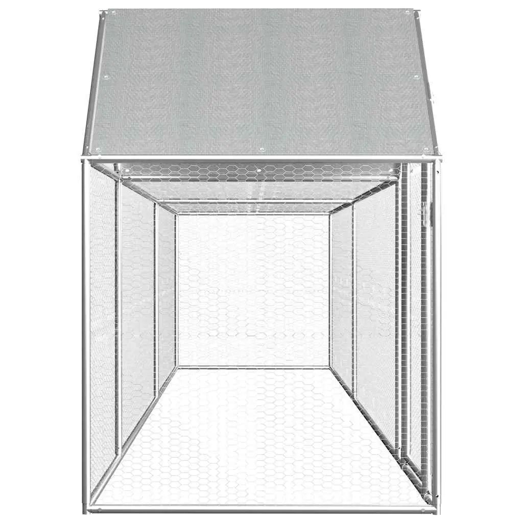 Chicken Coop Galvanised Steel 5x1x1.5m Silver Poultry Run Hen House Garden Enclosure