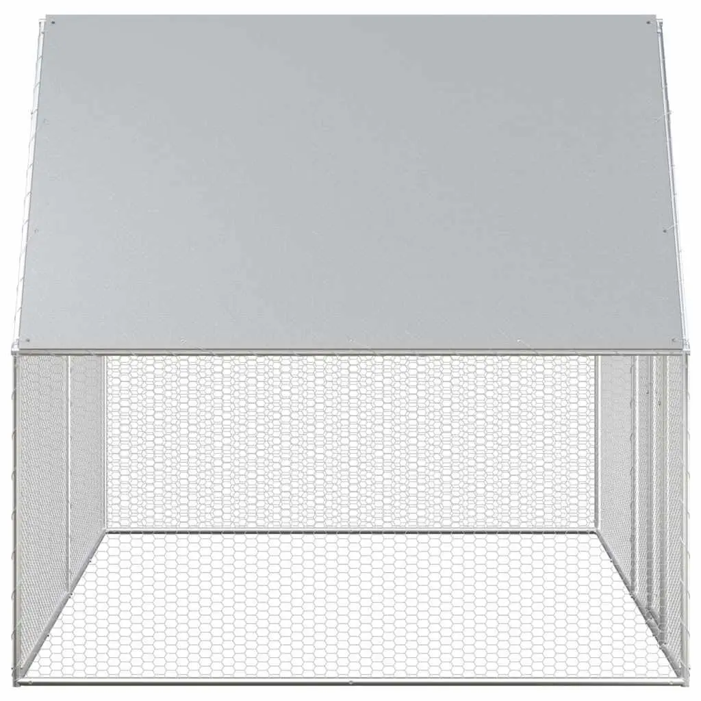 Chicken Coop Galvanised Steel Silver 4x2x2m Garden Poultry House Run Enclosure