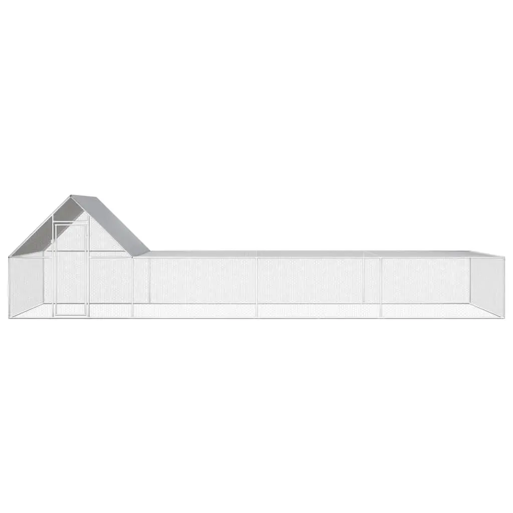Chicken Coop Galvanised Steel 8x2x2m Silver Hen House Garden Poultry Run Enclosure