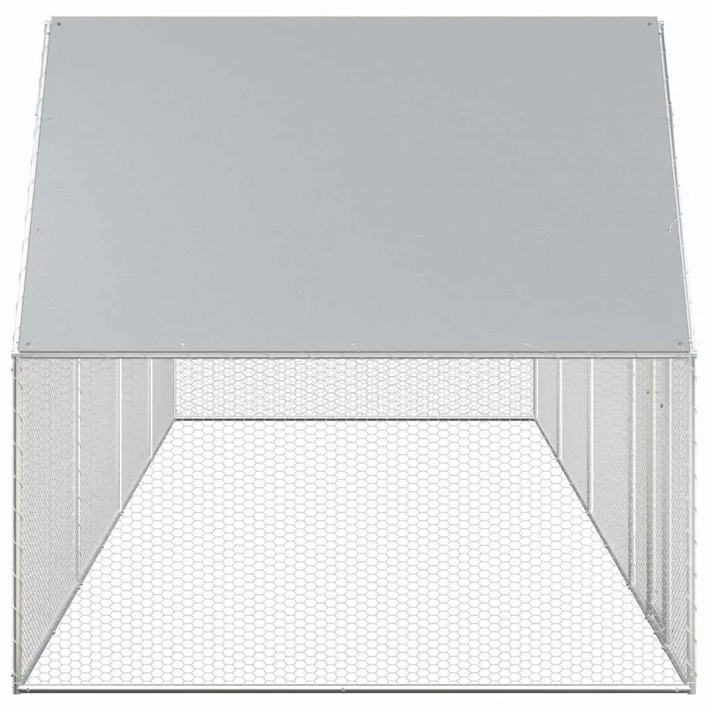 Chicken Coop Galvanised Steel 8x2x2m Silver Hen House Garden Poultry Run Enclosure