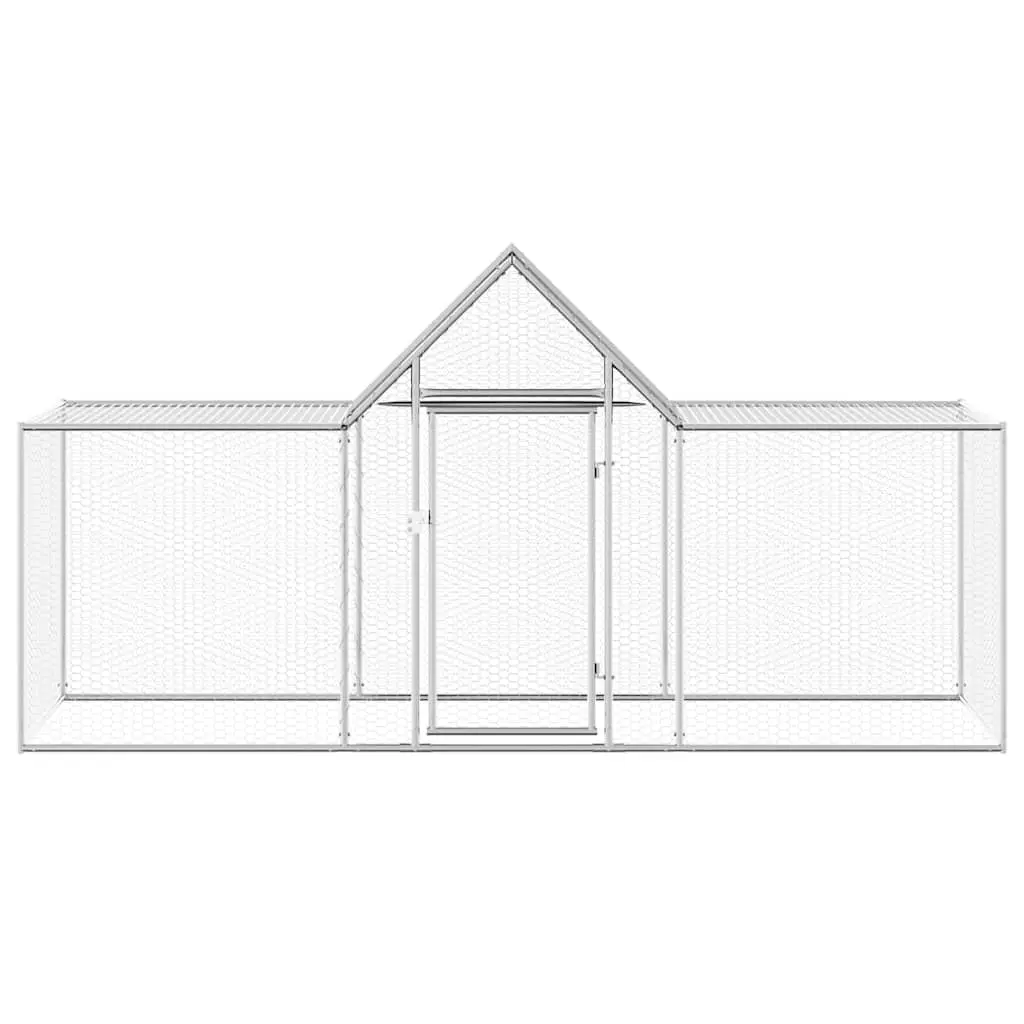 Chicken Coop Galvanised Steel 3x1x1.5m Silver Spacious Poultry House Run Enclosure