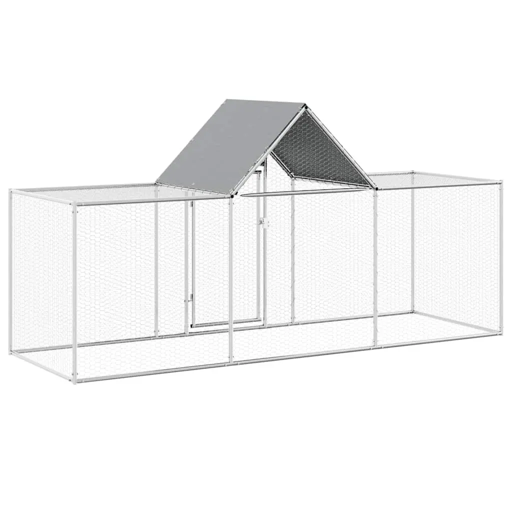 Chicken Coop Galvanised Steel 3x1x1.5m Silver Spacious Poultry House Run Enclosure