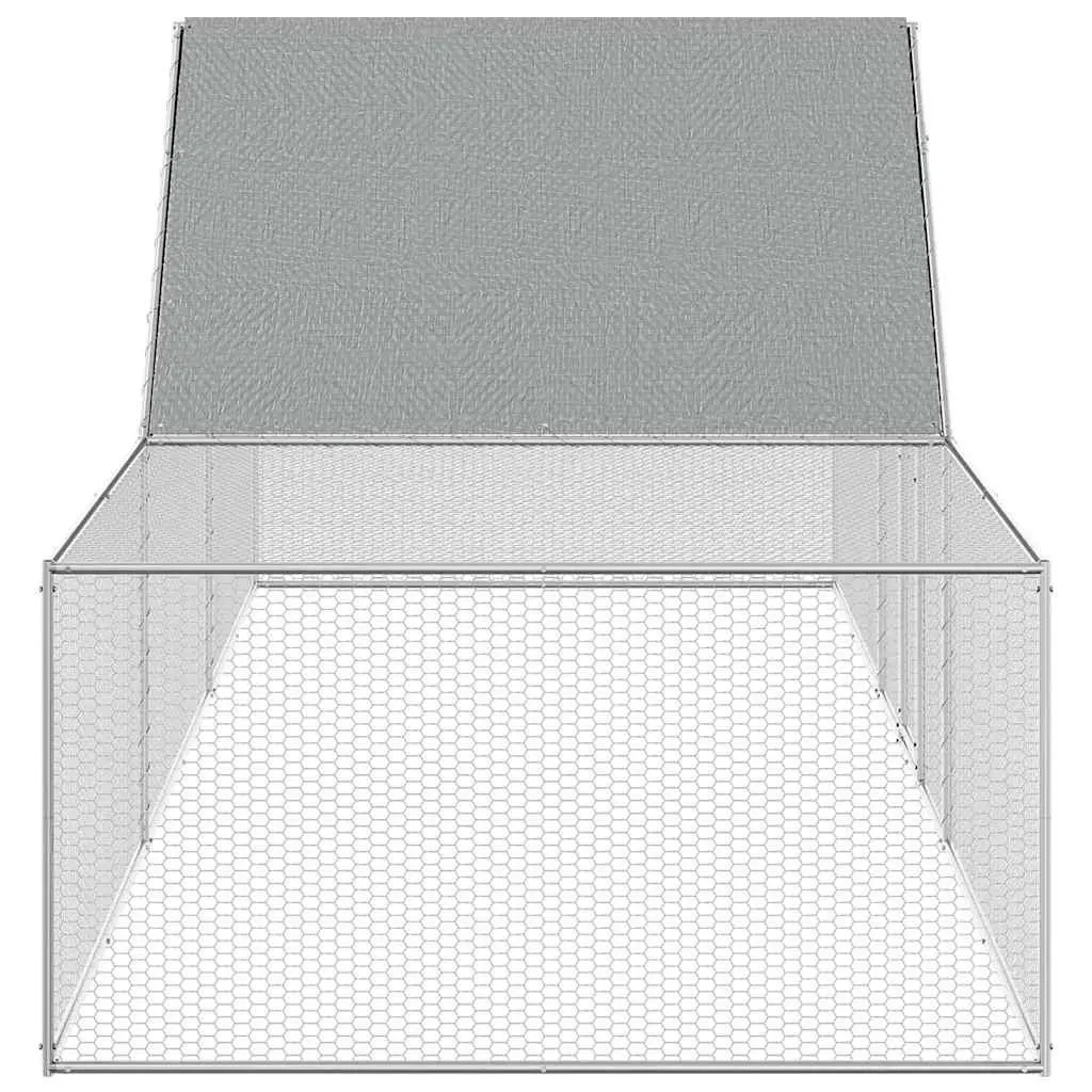 Poultry House Galvanised Steel 6x2x2m Silver Water Resistant Roof Lockable Door Wire Grid