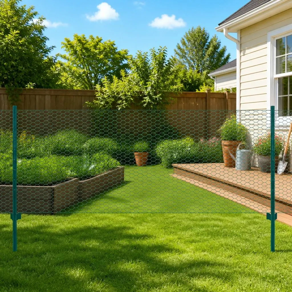 Wire Mesh Fence Panel with Posts Steel 25x1m Green