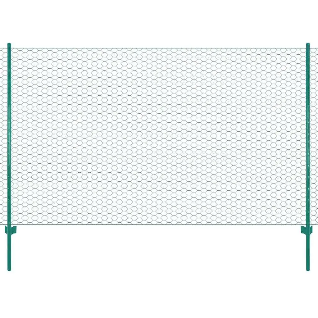 Wire Mesh Fence Panel Steel 25x2m Green for Garden Backyard Poultry Farm