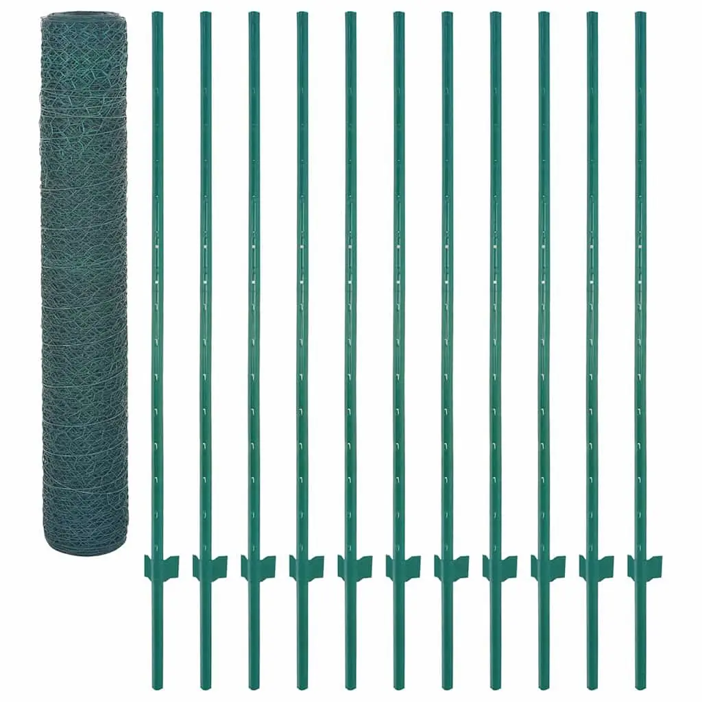 Steel Wire Mesh Fence Panel Green 25x1.5m Durable Powder Coated for Garden Backyard Poultry Farm