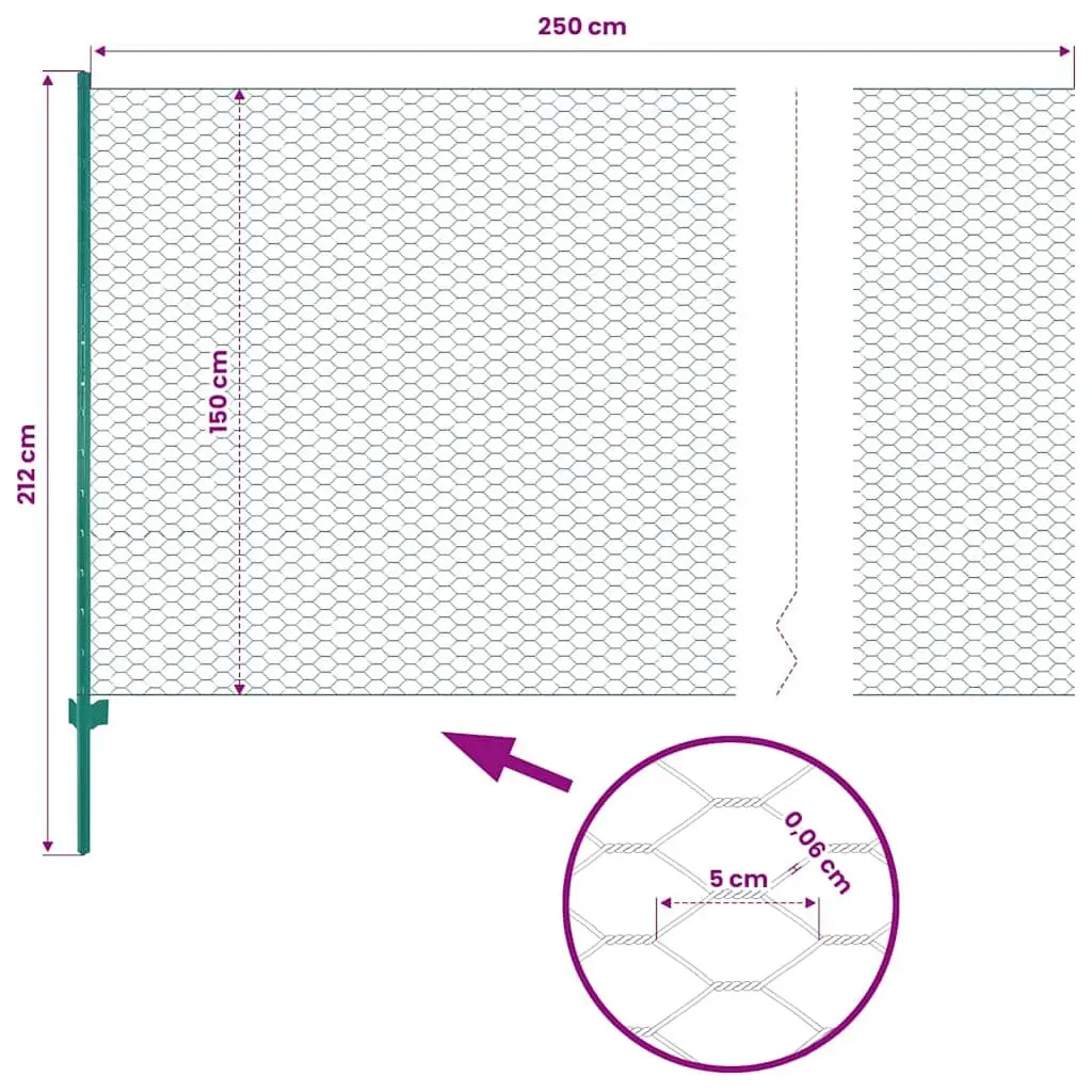 Steel Wire Mesh Fence Panel Green 25x1.5m Durable Powder Coated for Garden Backyard Poultry Farm