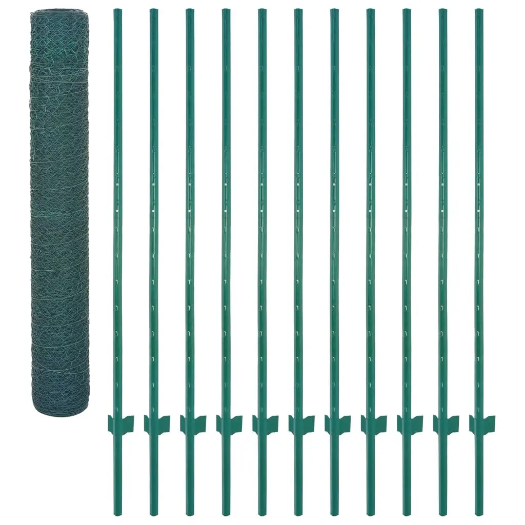 Wire Mesh Fence Roll Steel 25x2m Green PVC Powder Coated Garden Backyard Poultry Farm Fencing