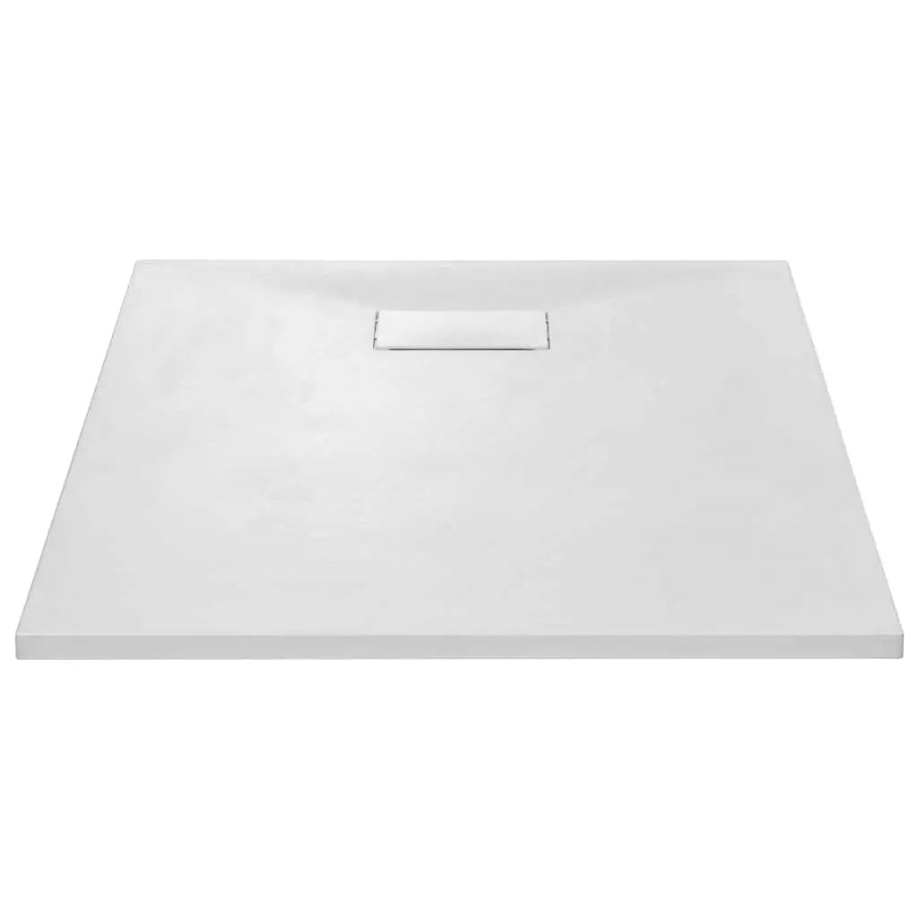 Shower Base Tray Low Profile 100x80 cm White Slate Stone Surface Skid Resistant