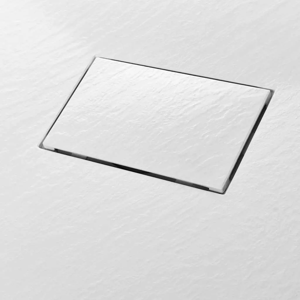 Shower Base Tray Low Profile 100x80 cm White Slate Stone Surface Skid Resistant