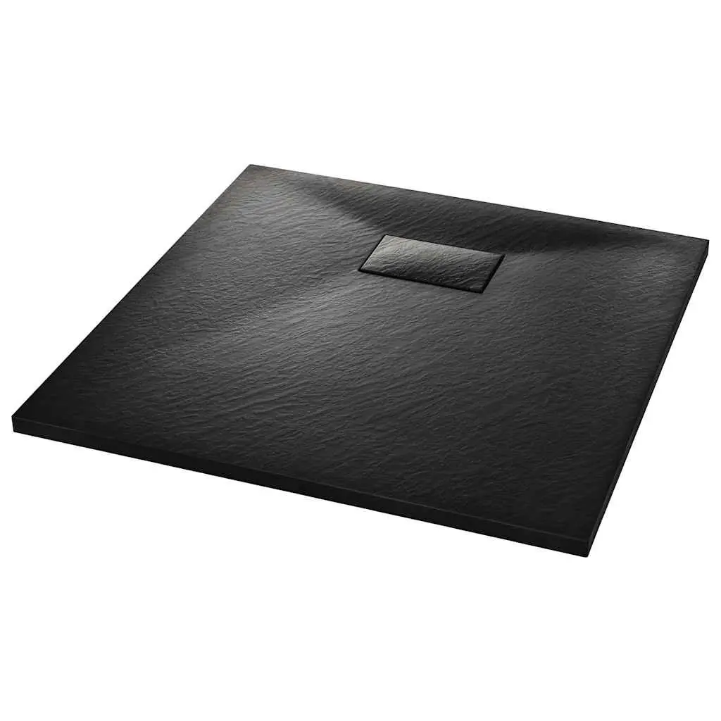 Shower Base Tray Low Profile Slate Stone 80x80 cm Black