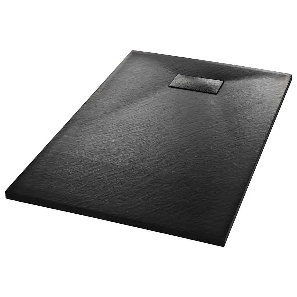 Shower Base Tray Low Profile 100x80 cm Black SMC Skid Resistant