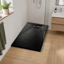 Shower Base Tray Black 120x70cm Low Profile Bathroom Fixture Skid Resistant
