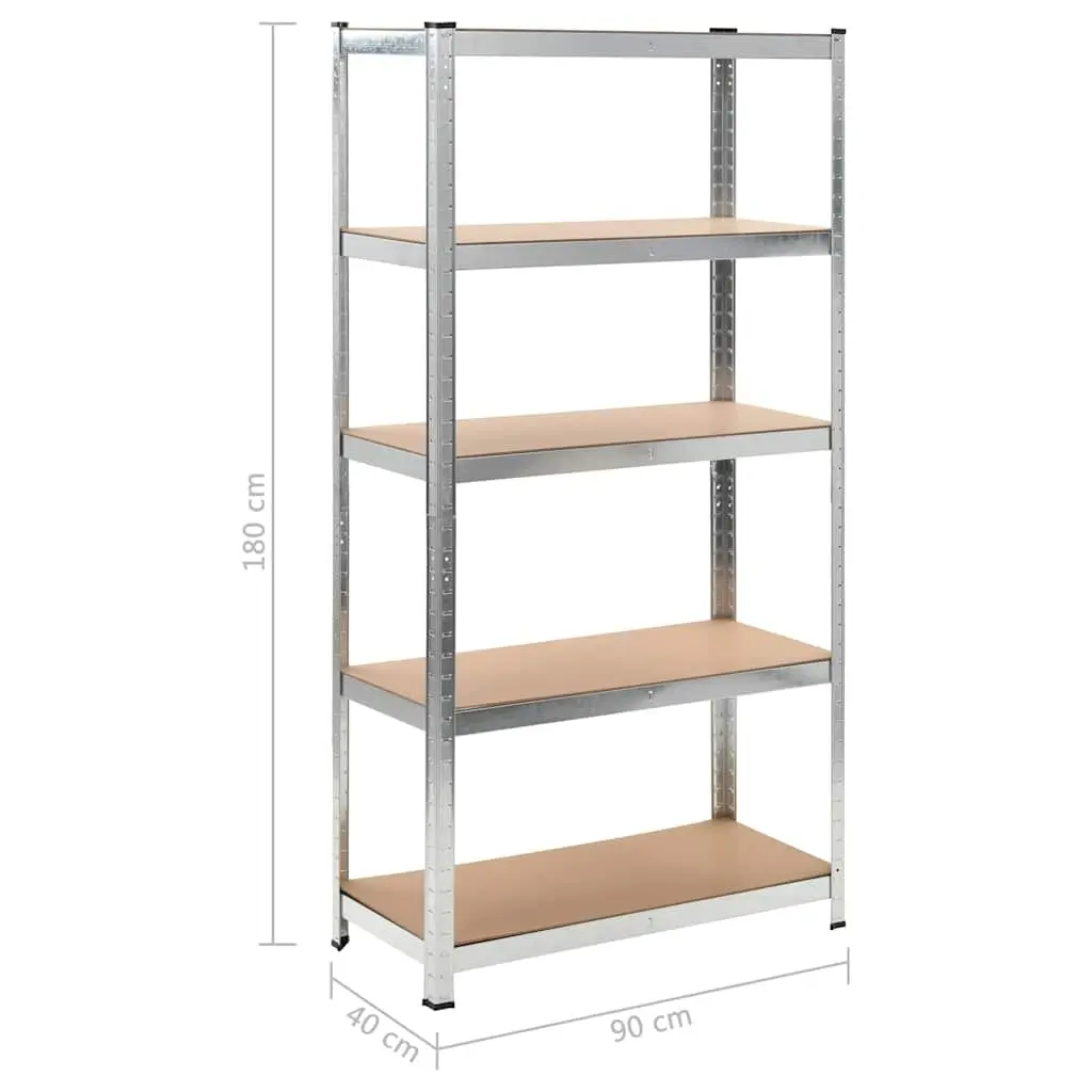 Industrial Storage Shelves MDF Steel Frame 90 x 40 x 180 cm Brown 2 Piece