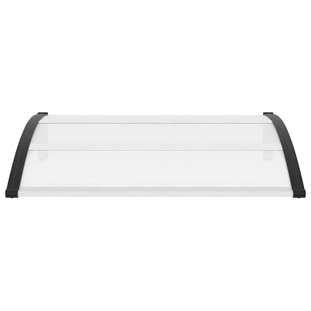 Polycarbonate Door Canopy Awning Black Transparent 120x75cm Weather Resistant Window Shelter