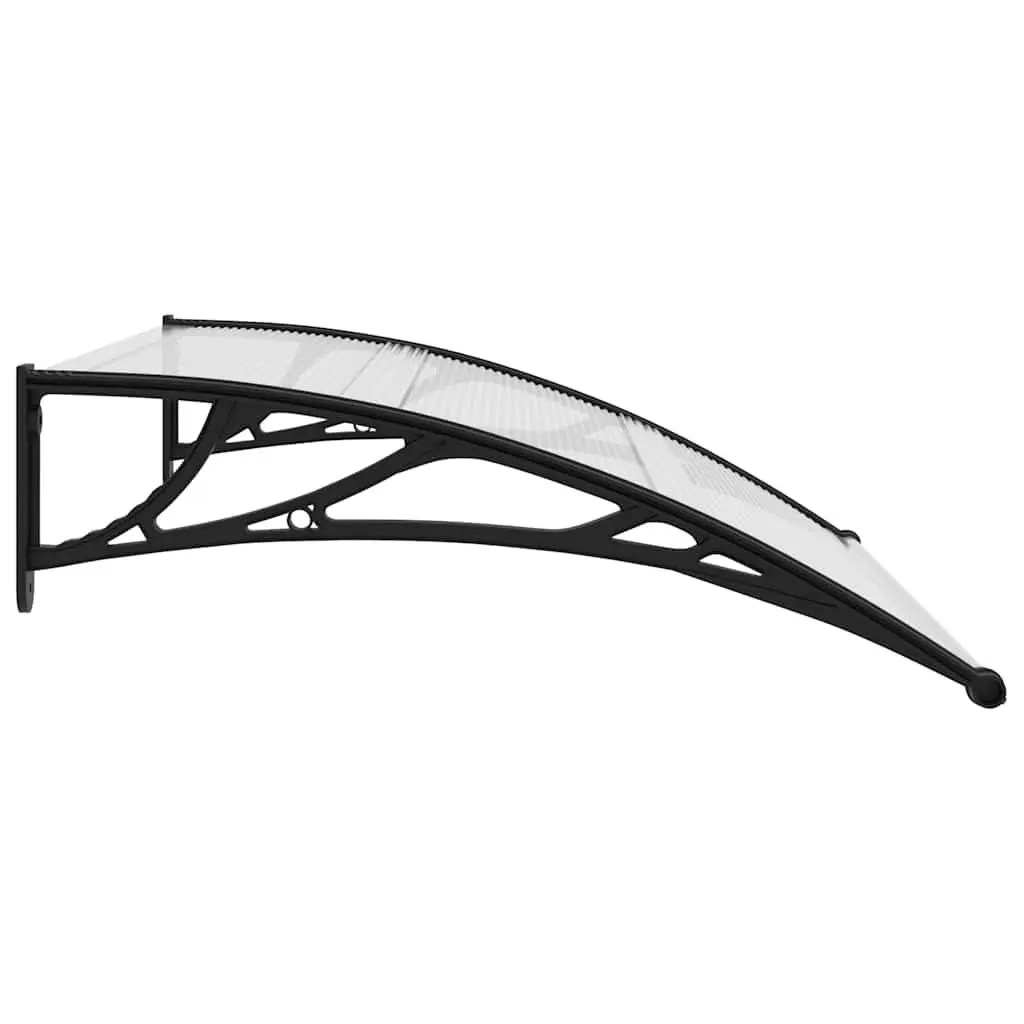 Polycarbonate Door Canopy Awning Black Transparent 120x75cm Weather Resistant Window Shelter