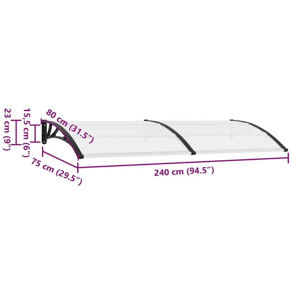 Door Canopy Polycarbonate Awning 240x75cm Multicolour