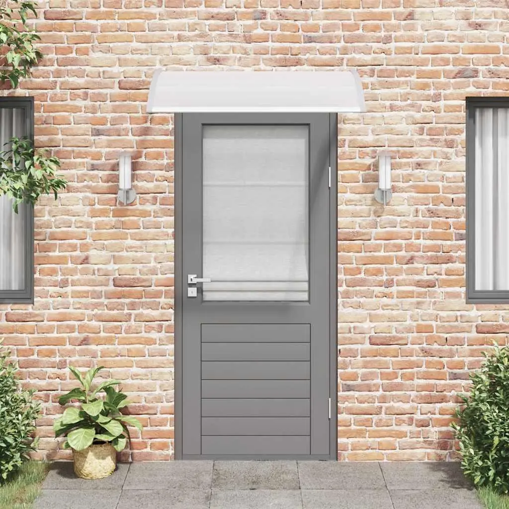Door Canopy Polycarbonate 120 x 75 cm Grey Transparent Outdoor Shelter