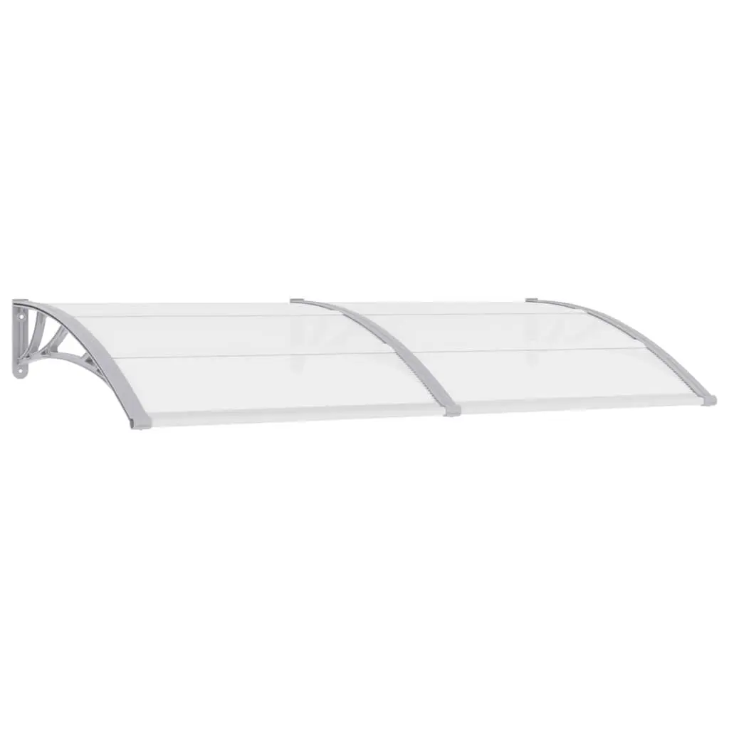 Door Canopy Polycarbonate Shelter Grey Transparent 200x75cm Outdoor Protection for Doorway and Window