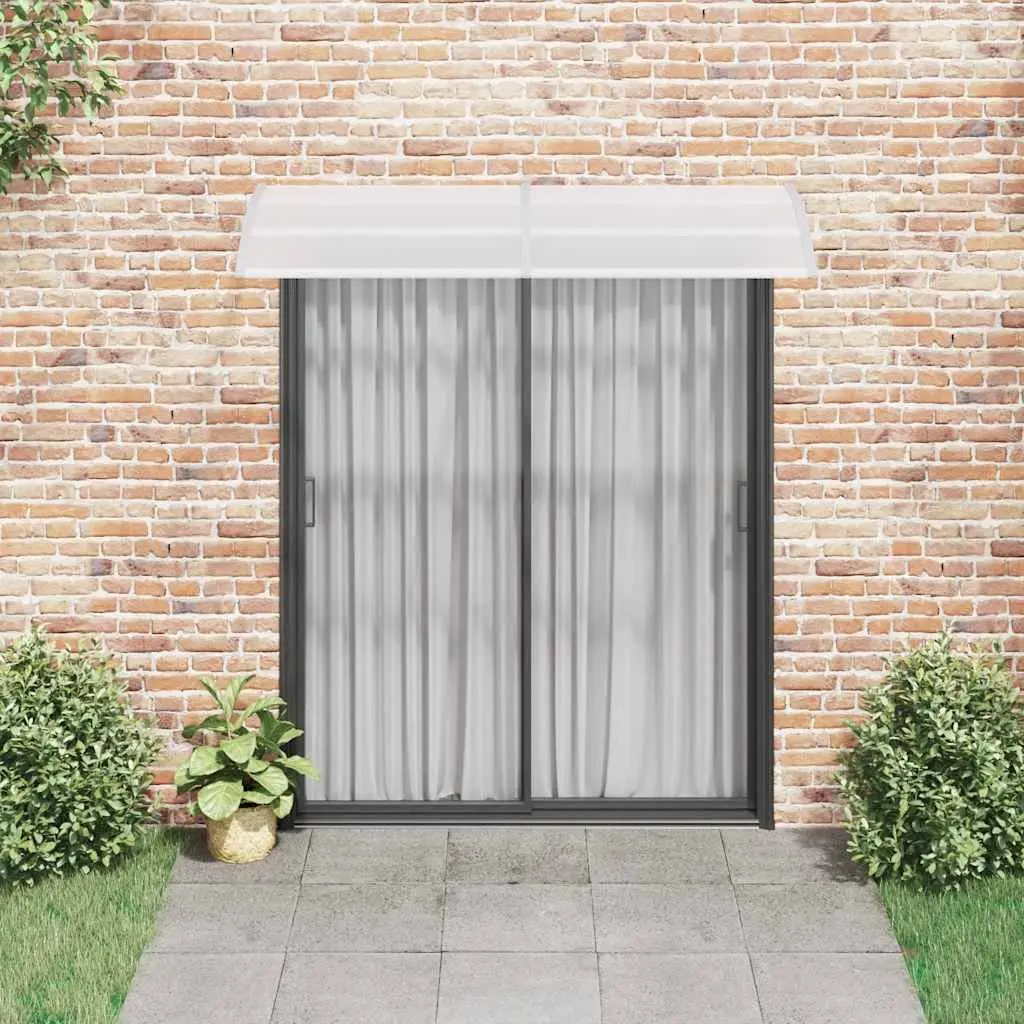 Door Canopy Polycarbonate Shelter Grey Transparent 200x75cm Outdoor Protection for Doorway and Window