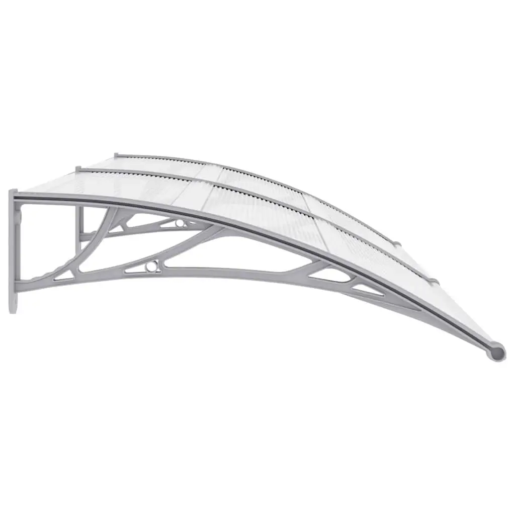 Door Canopy Polycarbonate Shelter Grey Transparent 200x75cm Outdoor Protection for Doorway and Window