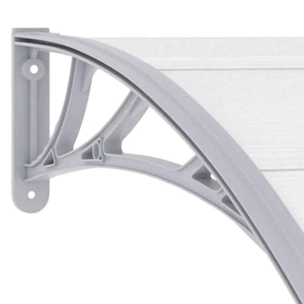 Door Canopy Polycarbonate Shelter Grey Transparent 200x75cm Outdoor Protection for Doorway and Window