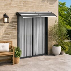 Door Canopy Black 200x75 cm Polycarbonate Awning Shelter Window Porch Cover