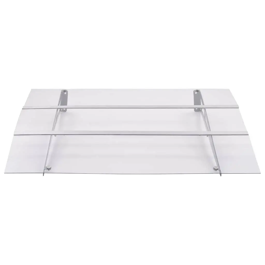 Polycarbonate Door Canopy Outdoor Awning Weather Protection 120x90cm Silver Transparent