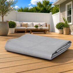 Heavy-Duty Tarpaulin 5x6 m Grey Waterproof Garden Furniture Cover Tarp Eyelets