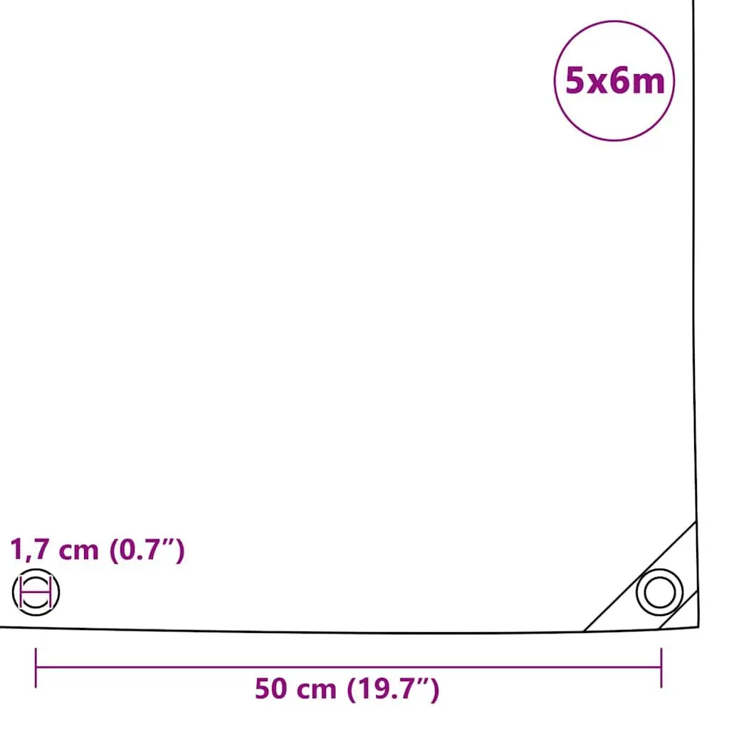 Heavy Duty Grey Tarpaulin Waterproof Cover 5x6m Tear Resistant UV Resistant Mould Resistant Eyelets